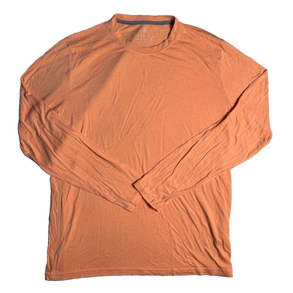 Free Fly Bamboo Lightweight Long Sleeve Tee Orange Size XL Fishing Performance